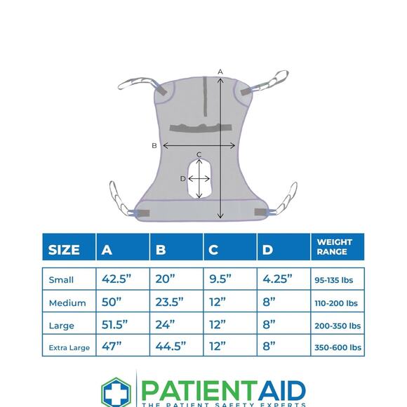Patient Aid Full Body Commode Sling - Medium, 200lb. Maximum Carrying Capacity - Picture 4 of 6